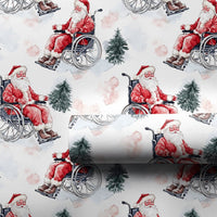 Wheelchair Santa Claus Gift Wrap, Inclusive Santa Wrapping Paper, Watercolor Christmas Wrapping Paper, Adaptive Holiday Gift Wrap