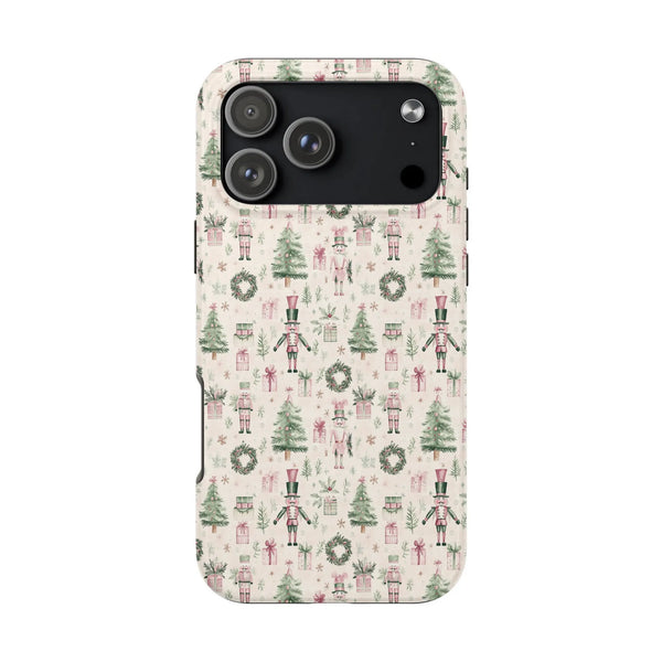 Christmas Holiday Ballet Phone Case, Watercolor Nutcracker iPhone 16 Pro Max Case, Festive Winter Tough Phone Cover, Xmas Pre