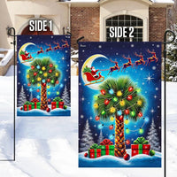Palm Tree Santa Sleigh Moon Flag, South Carolina Christmas Garden Flag, Double Sided SC Palmetto Holiday Flag, Coastal Xmas Yard Decor