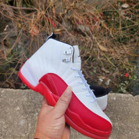 Sneakers, White Red Colorway, Lace Up Design, Casual Gift for Sneaker Fans