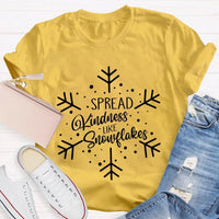 Winter Holiday Graphic Tee, Spread Kindness Like Snowflakes Christmas Shirt, Festive Kindness Quote T-Shirt, Merry Xmas Apparel Present