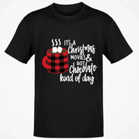Buffalo Plaid Coffee Mug Graphic Tee, Christmas Movies Hot Chocolate T-Shirt, Hallmark Movie Watching Shirt, Comfy Holiday Season Top