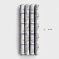 Snowy Skyline Watercolor Gift Wrap, Chicago Christmas Market Wrapping Paper, Festive Holiday Cityscape Present Wrap, Winter Gift Wrap Roll