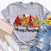 Festive Holiday Tree Graphic Tee, Merry Christmas Colorful Tree T-Shirt, Retro Xmas Tree Shirt, Winter Holiday Apparel, Christmas Tree Present