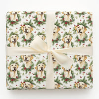 Watercolor Dog Gift Wrap, Yellow Labrador Wrapping Paper, Christmas Lab Wrapping Paper, Holiday Dog Lover Gift Wrap, Festive Labrador Paper