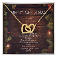 Cubic Zirconia Heart Pendant, Interlocking Hearts Necklace, Polished Surgical Steel Jewelry, Romantic Christmas Present for Wife or Girlfriend