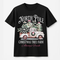 Vintage Truck Holiday Graphic Tee, North Pole Christmas Tree Farm T-Shirt, Christmas Tree Farm Shirt, Rustic Winter T-Shirt, Festive Present