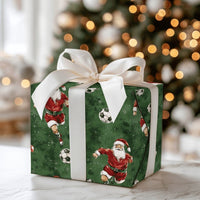 Dark Green Sports Gift Wrap, Soccer Santa Christmas Wrapping Paper, Holiday Soccer Wrapping Paper, Football Coach Athlete Gift Wrap Roll
