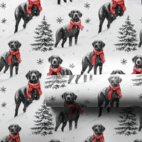 Winter Dog in Red Scarf Gift Wrap, Black Lab Wrapping Paper, Snowy Labrador Christmas Wrapping Paper, Holiday Dog Lover Wrapping Paper