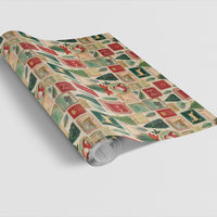 Retro Postage Stamp Gift Wrap, Vintage Holiday Stamps Christmas Wrapping Paper, Nostalgic Xmas Wrapping Paper, Seasonal Present Paper