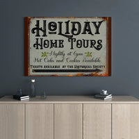Vintage Christmas Canvas Print, Holiday Home Tours Canvas Sign, Holiday Tours Canvas Wall Art, Festive Seasonal Decor, Winter Home Present