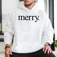 Festive Script Holiday Sweatshirt, Minimalist Merry Christmas Hoodie, Comfy Aesthetic Xmas Pullover, Winter Holiday Present for Her Him