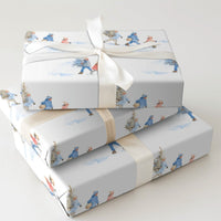 Watercolor Winter Scene Gift Wrap, Carrying Christmas Tree Wrapping Paper, Nostalgic Holiday Wrapping Paper, Festive Gift Wrap Roll