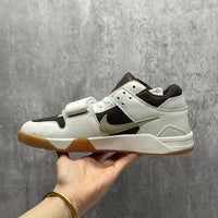 Low Top Sneakers, White Brown Colorway, Reverse Hook Design, Lace Up Design, Casual Gift for Sneaker Fans