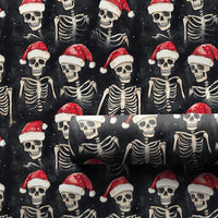 Santa Hat Gothic Gift Wrap, Spooky Skeleton Christmas Wrapping Paper, Creepy Holiday Season Wrapping Paper, Alternative Xmas Gift Wrap Roll