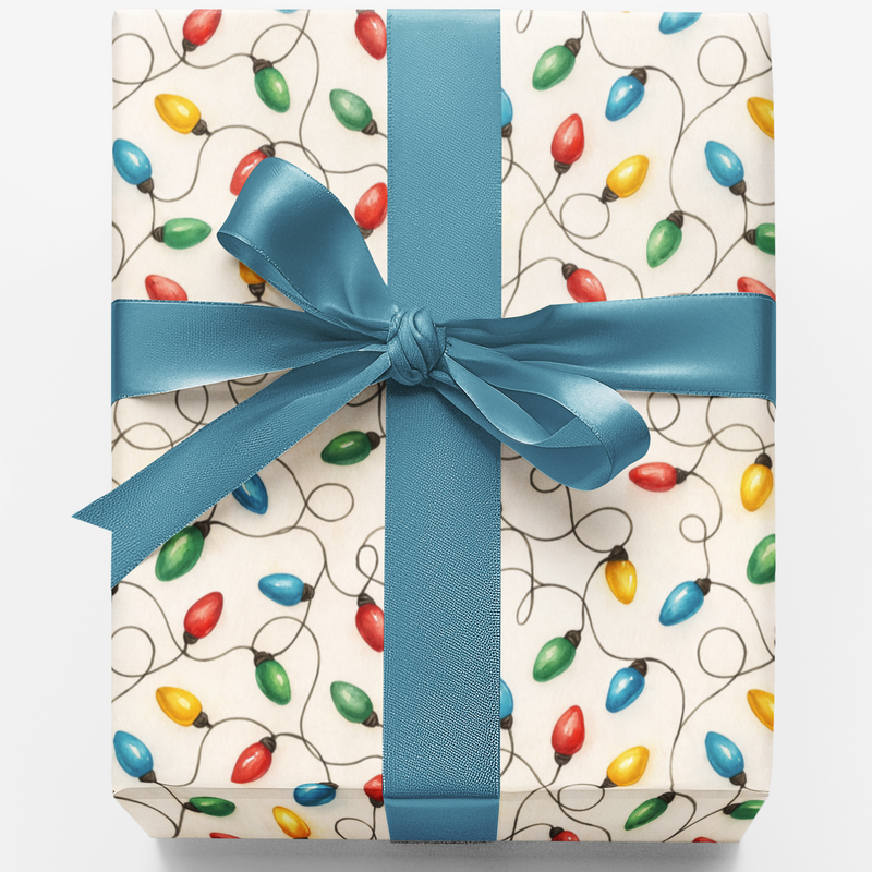 Tangled String Lights Gift Wrap, Christmas Lights Wrapping Paper, Colorful Holiday Present Paper, Fun Christmas Gift Wrap Roll