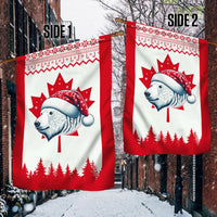 Santa Hat Bear Holiday Flag, Polar Bear Christmas Canadian Flag Garden Flag, Double-Sided Canada Flag, Winter Yard Lawn Decor Present