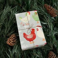 Farmhouse Poultry Gift Wrap, Christmas Chicken Wrapping Paper, Adorable Hen Holiday Wrapping Paper, Farm Animal Gift Wrap
