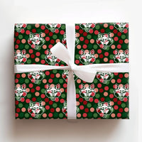Festive Wolf Holiday Gift Wrap, Wolf Mascot Christmas Wrapping Paper, Sports Fan Wolf Present Wrap, Red and Green Mascot Wrapping Paper