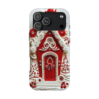 3D Jeweled Holiday Art iPhone Case, Christmas Gingerbread House Phone Case, Festive Winter Phone Cover, Dual Layer Tough Case, Xmas Present