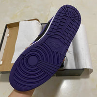 Mid Top Sneakers, Black Purple Colorway, Lace Up Design, Casual Gift for Sneaker Fans