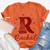 Custom Name Snowflakes Graphic Tee, Personalized Christmas Tree T-Shirt, Family Matching Christmas Shirt, Custom Holiday Tree Present