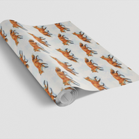Hand Drawn Forest Fox Gift Wrap, Winter Fox Gift Wrapping Paper, Woodland Animal Wrapping Paper, Christmas Holiday Gift Wrap Roll