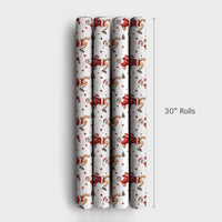 Jogging Santa Claus Gift Wrap, Running Santa Wrapping Paper, Humorous Fitness Santa Holiday Wrap, Adorable Christmas Present Wrapping Paper Roll