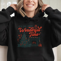 Retro Its the Most Wonderful Time Hoodie, Christmas Tree Hoodie, Holiday Graphic Hooded Sweatshirt, Comfy Winter Pullover Hoodie, Xmas Present