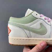 Low Top Sneakers, Off White Green Colorway, Lace Up Design, Casual Gift for Sneaker Fans