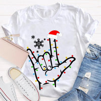 ASL Snowflake Holiday Lights Shirt, Sign Language Christmas T-Shirt, Deaf Community Graphic Tee, ASL Christmas Tee