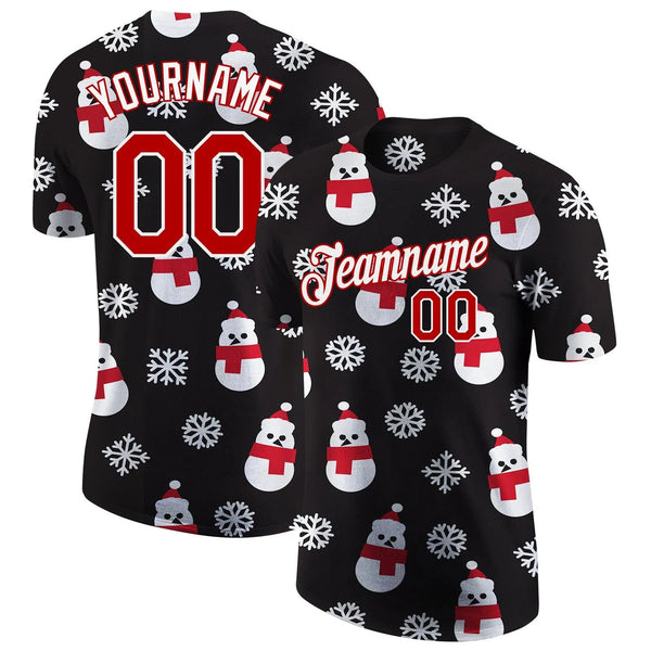 Personalized Name and Number Holiday Shirt, Custom Christmas Performance T-Shirt, Festive Athletic Workout Tee, Xmas Sports T