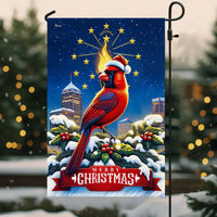 Hoosier Torch State Flag, Indiana Christmas Cardinal Bird Garden Flag, Double Sided Winter Holiday Yard Flag, State Pride Lawn Decor