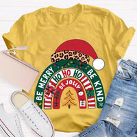 Santa Hat Holiday Shirt, Be Merry Be Jolly Be Kind Christmas T-Shirt, Positive Vibe Winter Tee, Festive Merry Christmas Graphic T-Shirt