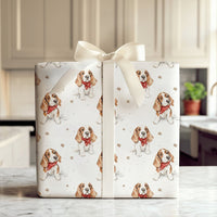 Puppy in Snow Holiday Gift Wrap Roll, Basset Hound Christmas Wrapping Paper, Winter Dog Xmas Wrapping Paper, Dog Lover Holiday Present Wrap