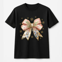 Christian Christmas Aesthetic Tee, Nativity Scene Coquette Bow T-Shirt, Religious Jesus Faith Graphic Shirt, Holiday Bow Tee