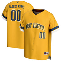 West Virginia Mountaineers Personalized Collegiate Baseball Fashion Jersey - Gold