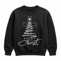 Minimal Cross Tree Crewneck, Christian Christmas Sweatshirt, Religious Holiday Sweatshirt, Faith Based Pullover, Christian Present Sweatshirt