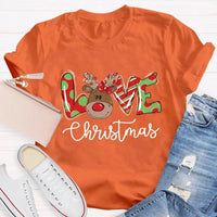 Festive Holiday Love Graphic Tee, Christmas Polka Dot Love Letters Shirt, Adorable Xmas Typography T-Shirt, Womens Christmas Present