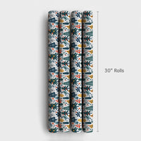 Modern Christmas Tree Gift Wrap, Folk Art Winter Forest Wrapping Paper, Colorful Holiday Present Paper, Illustrated Botanical Gift Wrap Roll