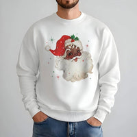 African American Santa Sweatshirt, Black Santa Christmas Sweatshirt, Retro Holiday Crewneck, Vintage Xmas Pullover, Comfy Holiday Sweatshirt