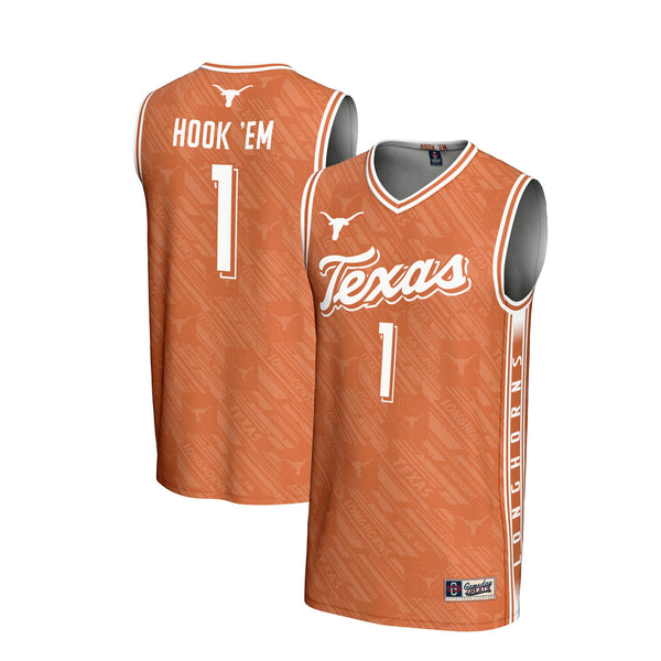 #1 Texas Longhorns Lightweight Highlight Print Basketball Jersey - Texas Orange