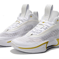 Sneakers, White Yellow Colorway, Lace Up Design, Casual Gift for Sneaker Fans