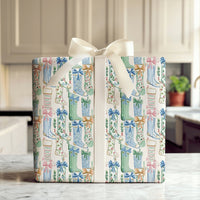 Festive Rain Boot Holiday Gift Wrap, Watercolor Wellington Boot Christmas Wrapping Paper, 90 GSM Fine Art Paper, Winter Present Wrap