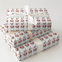 Watercolor Santa in Apron Gift Wrap, Santa Workshop Wrapping Paper, Rustic Santa Claus Christmas Paper, Holiday Party Present Wrapping Roll