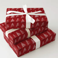 White Pine Tree Pattern Gift Wrap, Red Christmas Wrapping Paper, Classic Rustic Holiday Gift Wrapping Paper, Winter Season Paper Roll