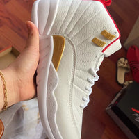 Sneakers, White Red Gold Colorway, Lace Up Design, Casual Gift for Sneaker Fans