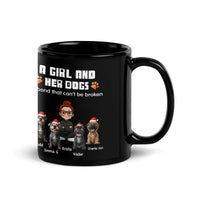 Girl and Her Dogs Coffee Mug, Personalized Dog Mom Ceramic Mug, Custom Pet Lover Christmas Mug, 11oz 15oz Ceramic Coffee Cup for Pet Lovers