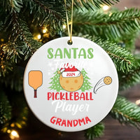 Santa's Favorite Player Ornament, Pickleball Grandma Christmas Ornament 2024, Ceramic Pickleball Sports Ornament, Holiday Present for Her