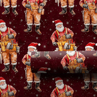 Carpenter Christmas Gift Wrap, Handyman Santa Wrapping Paper, Tool Belt Contractor Holiday Wrapping Paper, DIY Lover Xmas Gift Wrap Roll